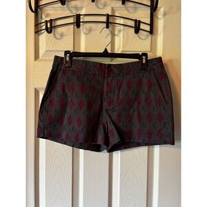Khakis by Gap The 3" Short Womens 4 Gray Red Ikat Geometric Chino Shorts